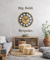 24 Inch Farmhouse Wall Clock Large - Giant Extra Large Wall Clock for Living Room Decor - Large Wall Clock 24 Inches or Larger, Big Round Wall Clock with Decorative Roman Numerals, Battery Operated Montoire