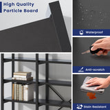 Jehiatek Large Bookshelf 5 Tiers, Triple Wide Geometric Bookcase, 71 Inches Tall Industrial Book Shelves Etagere Book Case, Sturdy Metal Frame, Freestanding Display Shelving Unit, Black Jehiatek