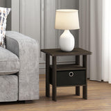 Furinno Andrey Set of 2 End Table / Side Table / Night Stand / Bedside Table with Bin Drawer, Dark Brown/Black Furinno