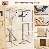 QUYZE Catio Outdoor Cat Enclosure, Large Outdoor Cat House for Mulitiple Cats, 4 Tiers Walk in Catio for Cats Outdoor Patio, 4 Tiers Cat Houses with Weatherproof Roof, Hanging Hammock, Bridge QUYZE