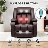 FLEXISPOT XL31 Power Lift Recliner Chair for Elderly, Electric Leather Lift Recliner Chair w/Massage & Heat, Cup Holders, Lift Reclining Chair Sofa for Living Room Bedroom (Brown) FLEXISPOT