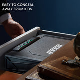 SOULYI Digital Gun Safe for 3 Pistols - DOJ Certified with 3 Quick Access Handgun Safe, Keypad Frosted Black Hardened Steel Lock Box SOULYI