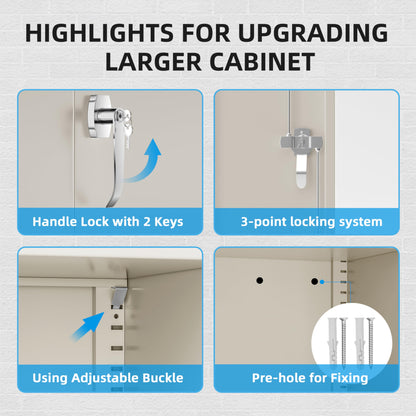 Superday 72" Lockable Steel Storage Cabinet, Locking Metal Storage Cabinets, Tall Putty Cabinet with 2 Doors and 4 Adjustable Shelves for Garage, Home Office, Classroom, Pantry, File, Easy As - WoodArtSupply