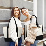 Sanwuta 4 Pack Sublimation Canvas Tote Bags DIY Canvas Makeup Bags Reusable Grocery Bags with Handles Cosmetic Bag(Black White) Sanwuta