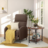 Softa Recliner Chair for Adults, Adjustable Fabric Reclining Armchair with Side Pockets and Extended Footrest, Small Push Back Single Sofa Recliner for Living Room, Home Theater Seating (Brown) Softa