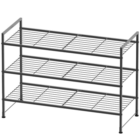 Simple Houseware 3-Tier Stackable Shoe Rack Storage Shelf, Black Simple Houseware
