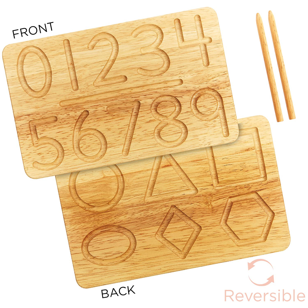 Montessori & Me Wood Number Tracing Board - Montessori Wooden Numbers and Shapes Complements Wooden Letter Tracing Board - Large Wooden Print Numbers for Toddler to Preschool Montessori & Me