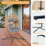 EortheX Hanging Egg Chair with Cushions – Comfortable Rattan Swing Chair with Stand for Patio, Garden, or Balcony – Stylish and Relaxing Outdoor Lounge Chair, 350LBS Capacity Indoor Outdoor EortheX outdoor fancy