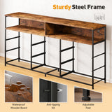 EnHomee 55” W Dresser, Rustic Brown Dresser for Bedroom with Power Outlet & LED Lights for 65" TV Stand Bedroom Dresser with 9 Fabric Drawers, Long Sturdy Dressers for Bedroom, Closet, Entryway EnHomee