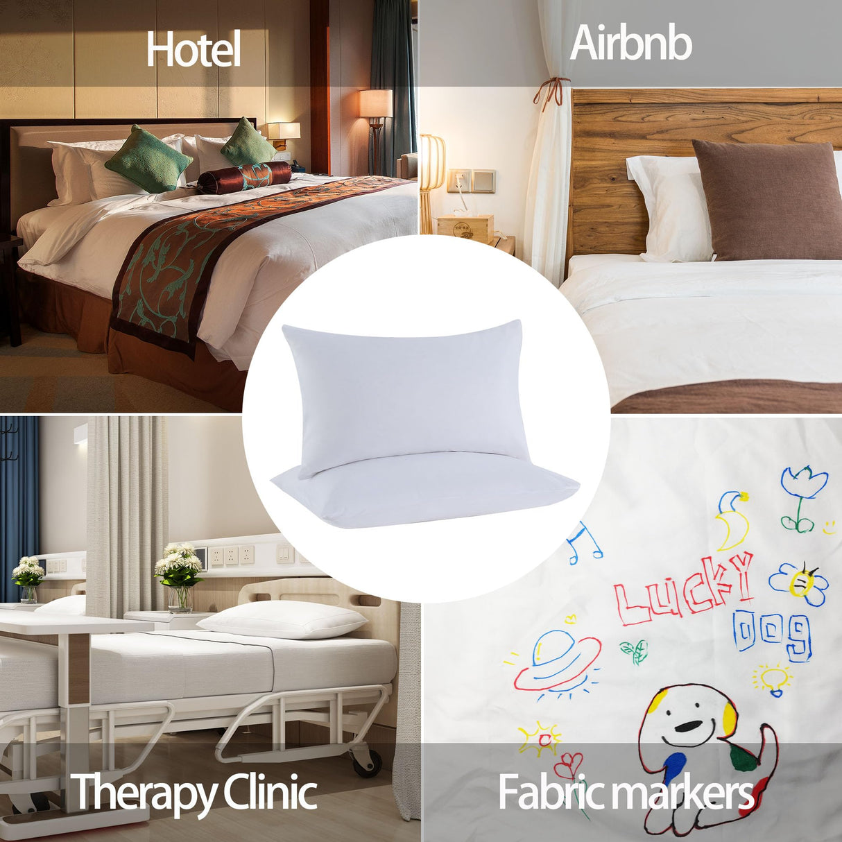 ZPECC Pillow Cases Standard Size 24 Pack - Bulk Snow White Pillowcases with Envelope Closure, Pillow Covers for Home, Camping, Travel Essentials (24 Pack,20x26,Snow White) ZPECC