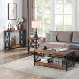 Convenience Concepts Oxford End Table with Shelves, Barnwood/Black Convenience Concepts