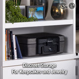 SentrySafe Fireproof and Waterproof Safe, Black Portable Lock Box with Key Lock and Carrying Handle for Money, Passport, Exterior: 14.3 in W x 13 in D x 6.1 in H, ‎H0100 SentrySafe