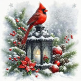 MOMDEDP Christmas Cardinal Diamond Painting Kits for Adults, 5D Light Diamond Art Painting by Numbers Kits, DIY Winter Diamond Dots Art Kits Full Round Drill Bird Diamond Paintings for Decor12x12 in MOMDEDP