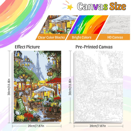 Paint by Number Kits for Adults Framed,City Adult Paint by Number Kits,Eiffel Tower Oil Painting on Canvas with Colorful Box Suitable for Home Wall Decoration 8x12 Inch QUITEDEW