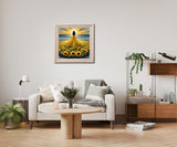 Sunflower Skirt Woman 5D Diamond Art Kits for Adults Beginners,Seaside DIY Full Round Drill Diamond Painting Kits, Paint by Diamonds Dots Gem Art Crystal Easy,Home Wall Decor 14X14 Inch Acelii