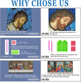 JesMolla DIY 5D Full Round Diamond Painting by Number Kits for Adults, Diamond Painting Kits Round Full Drill Diamond Art Kit Picture Craft for Home Wall Art Decor, 15.8"x33.5", The Last Supper JesMolla
