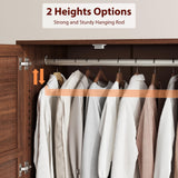GarveeHome Armoire Wardrobe Closet with 4 Doors,72 in Wooden Wardrobe Cabinet with Hanging Rod, Freestanding Tall Clothing Armoire Cabinet with 18 Adjustable Shelves for Bedroom, Clothes, Walunt Brown GarveeHome