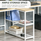 HOMCOM 83" Two Person Computer Desk with 2 Storage Shelves, Double Desk Workstation with Book Shelf, Long Desk Table for Home Office, Natural HOMCOM