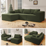 108" Cloud Sectional Couch with L-Shape Chaise,4 Seat Modern Modular Sofa with Deep Seat, Upholstered Couches for Living Room Bedroom, Sectional Boneless Couch (Green, 108"+Left Facing Chaise) SYFERLORY