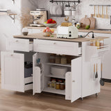 Kitchen Island on Wheels with Storage, Rolling Kitchen Islands with Drop Leaf&Power Outlet, Mobile Kitchen Island Cart with Trash Can Storage, Spice Rack, Towel Rack, Storages Cabinet ,Drawers SAHISTCT