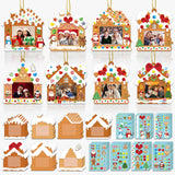 28 Pack Christmas Picture Frame Craft Kits for Kids, Xmas DIY Gingerbread House Candy Photo Craft Christmas Hanging Frame Ornaments for Xmas Tree Holiday Art Decorations Home Class Game Activities GuassLee