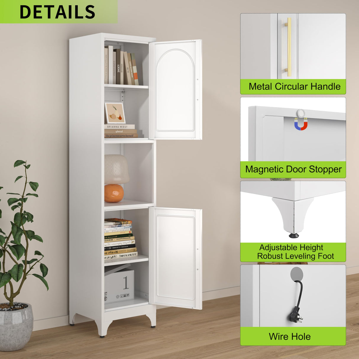 UNICOLY 75" Tall Kitchen Pantry Storage Cabinet, Pantry Cabinet with Doors and Shelves, Microwave Stand, for Laundry, Living Room, Bathroom, Dinning Room, Assembly Required, White UNICOLY