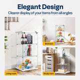 VIVOHOME 3 Layers 16''W x 16''D x 33''H Glass Display Cabinet Showcase Countertop with Lock, 4mm Tempered Glass 25mm MDF Base VIVOHOME