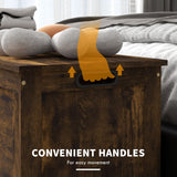 HOMCOM Storage Chest, Wooden Box with 2 Safety Hinges and Cut-out Handles, Modern Storage Trunk for Living Room, Entryway, 39.4" x 15.7" x 18.9", Rustic Brown HOMCOM