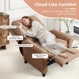 ANJ Push Back Recliner Chair, Textured Fabric Overstuffed Wingback Recliner, Adjustable Pushback Chair with Padded Seat and Back, Single Reclining Sofa for Living Room, Bedroom(Retro Brown) ANJ