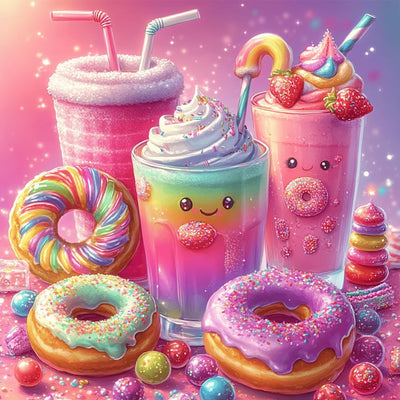 NEWENMO Cartoon Paint by Numbers Kit for Adults, Ice Cream Sweetmeats Paint by Numbers on Canvas Unframed, DIY Oil Painting Perfect for Beginner, Craft, Hobbies and Home Wall Decor 16x16 in