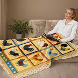 Rustic Country Chicken Throw Blanket – Farmhouse Rooster Hen Patchwork Design Quilt Blanket for Couch, Bed, Sofa – Soft Lightweight Fleece Throw for Farmers, Chicken Lovers (51.1 * 59inch) YunTu