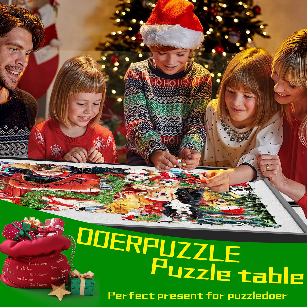 Doerpuz Jigsaw Puzzle Table Adjustable Height-18,28inch,2 in 1 Design Metal Puzzle Table with Legs Aluminium,Puzzle Tables for Adluts and Kids,Foldable Puzzle Table with Drawers,Felt,and Cover Doerpuz