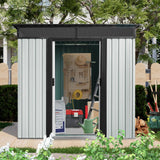 HiHomely 6ft 5ft Outdoor Metal Storage Shed with Window & Transparent Plate – Durable, Weather-Shed for Tools, Lawn Equipment & More (White + Black) (White and Black) HiHomely
