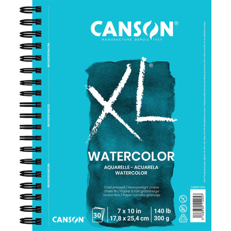 Canson XL Series Watercolor Paper, Wirebound Pad, 7x10 inches, 30 Sheets (140lb/300g) - Artist Paper for Adults and Students - Watercolors, Mixed Media, Markers and Art Journaling Canson