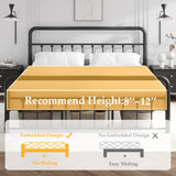 Fluest 14 Inch King Bed Frame Classic Metal Platform Bed Frame with Charging Station & LED, Victorian Style Iron-Art Headboard/Footboard, Under Bed Storage, No Box Spring Needed, Noise Free Fluest