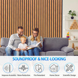 Taaizau 3D Slat Acoustic Wall Panels with Wood Finish Accent, 2 Pack Sound Absorbing Paneling for Studio, Office, Living Room, Bedroom Interior Decor (Natural Walnut, 48''L x 24''W) Taaizau