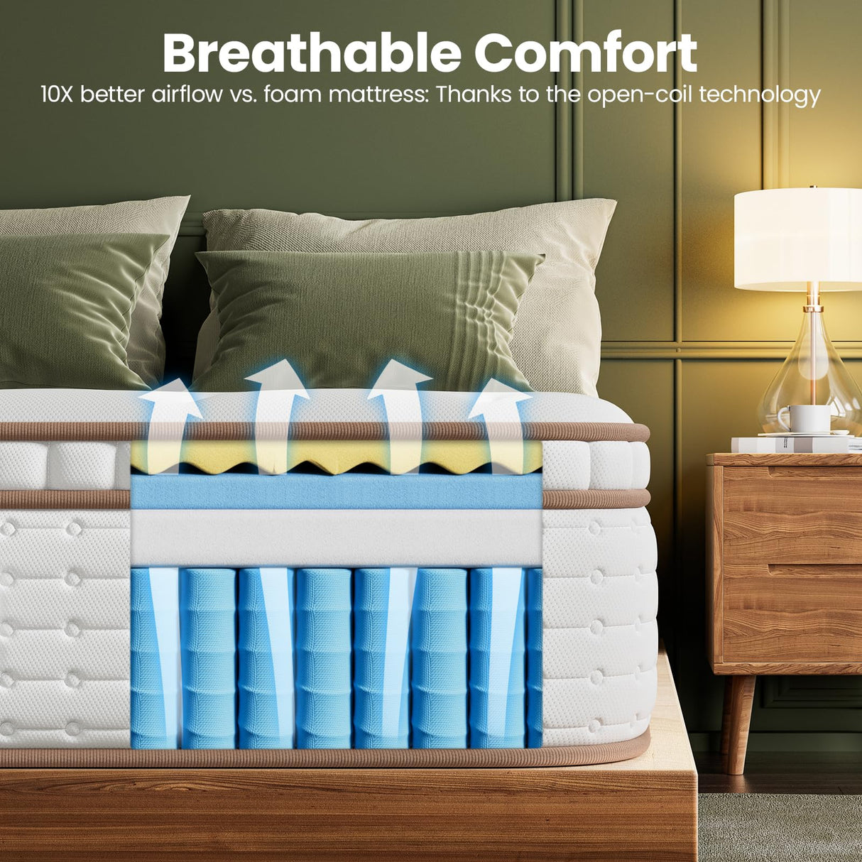 BedStory Firm Queen Mattress - 12 Inch Hybrid Mattress with Advanced Lumbar Support for Back Pain Relief - Motion Isolation and Reinforced Edges - Fiberglass-Free, CertiPUR-US, 365-Night Trial BedStory