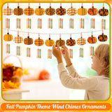 GlikCeil 128 Pcs Fall Crafts Pumpkin Wind Chime Making Kit Make Your Own Pumpkin Wind Chime Wooden Arts and Crafts Ornaments DIY to Paint Autumn Craft for Fall Autumn Thanksgiving Party GlikCeil