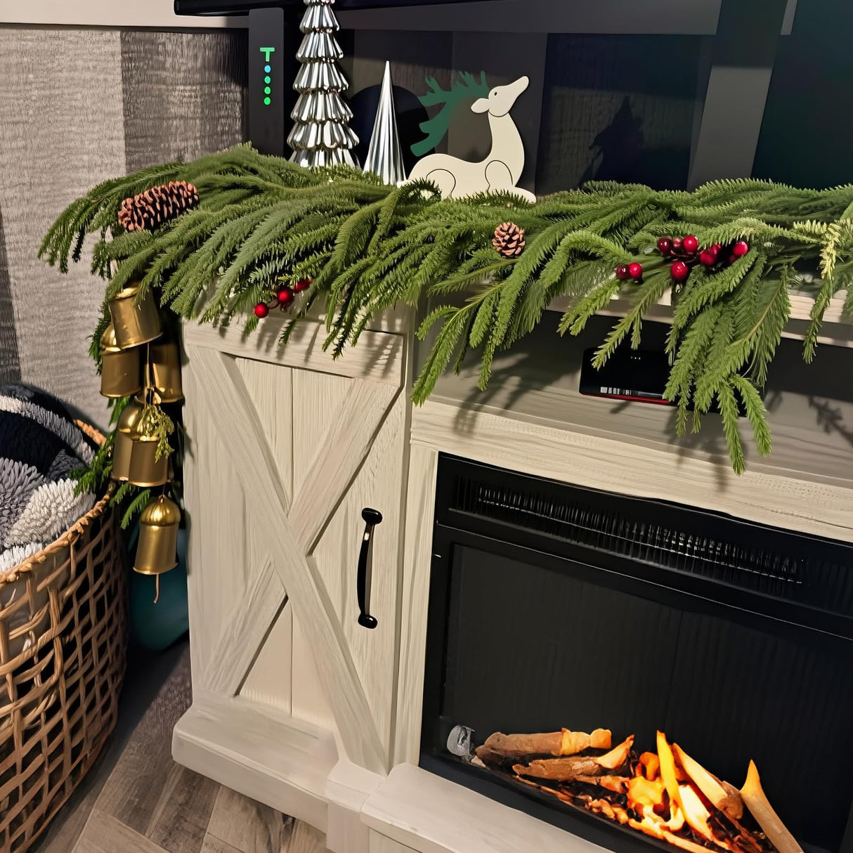 Christmas Garland for Mantle, Norfolk Pine Garland Artificial Greenery Garlands for Table, Wall, Mantle, Indoor, Outdoor Christmas Decorations(1 PCS, 6 FT) HKKDKTA