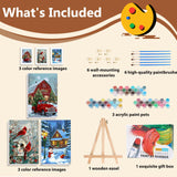 Reivworl 3 Pack Framed Paint by Numbers for Adults with Wooden Easel, Christmas Paint by Numbers Kit for Adults Beginner, Acrylic Painting by Number for Home Decor 8X12 Inch Reivworl