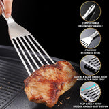 Fish Spatula Stainless Steel Combo, 1 Large Fish Turner Spatula + 1 Small Griddle Spatula, Metal Spatula for Kitchen Use, Slotted Spatulas, Frying Spatula with Thin Edge Ideal for Turning & Flipping Gourmet Easy