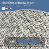 UDPATIO Patio Furniture Set Integrated Outdoor Sectional 11 Pieces Grey Rattan Modular Curved Sofa Set with Wicker Round Coffee Table,Side Table,6Pillows,Fit for Backyard,Pool,Balcony,Sunroom(Blue) UDPATIO