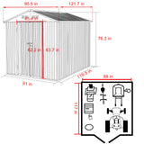 VEIKOU 8 x 10FT Storage Shed with Thickened Galvanized Steel, Outdoor Storage Shed with Lockable Door & Air Vents, Garden Tool Metal Shed for Patio Garage Yard, Grey VEIKOU