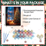 xackcme Christmas Tree Paint by Numbers for Adults, Christmas Paint by Number on Canvas Without Frame, DIY Xmas Oil Painting for Gift Home Wall Decor (16x20 inch) xackcme