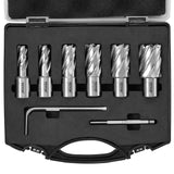 VEVOR Annular Cutter Set, 6 pcs Weldon Shank Mag Drill Bits, 1" Cutting Depth, 1/2" to 1-1/16" Cutting Diameter, M2AL High-Speed Steel, with Pilot Pin and Portable Case, for Using with Magnetic Drills VEVOR