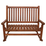 Leigh Country Double Porch Rocking Chair with Curved Seat Slats, Wide Seat, and Stained Finish for Lawn, Garden, and Patio Spaces, Honey Leigh Country