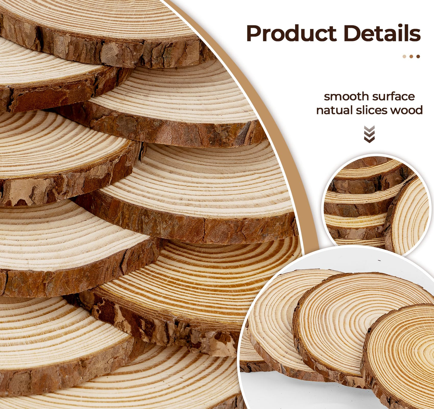 ilauke Wood Slices for Crafts, 17Pcs Unfinished Wood Slices for Centerpieces 5.1-5.5 Inch, Round Wooden Discs with Bark, Wood Pieces for Rustic DIY Crafts Wedding Decor Christmas Ornaments