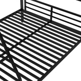 JIJIWANG Metal Triple Bunk Bed L Shaped for 3, Twin Over Full Bunk Bed with a Desk and Twin Size Loft Bed Attached, Noise Reduced Structure, Black JIJIWANG