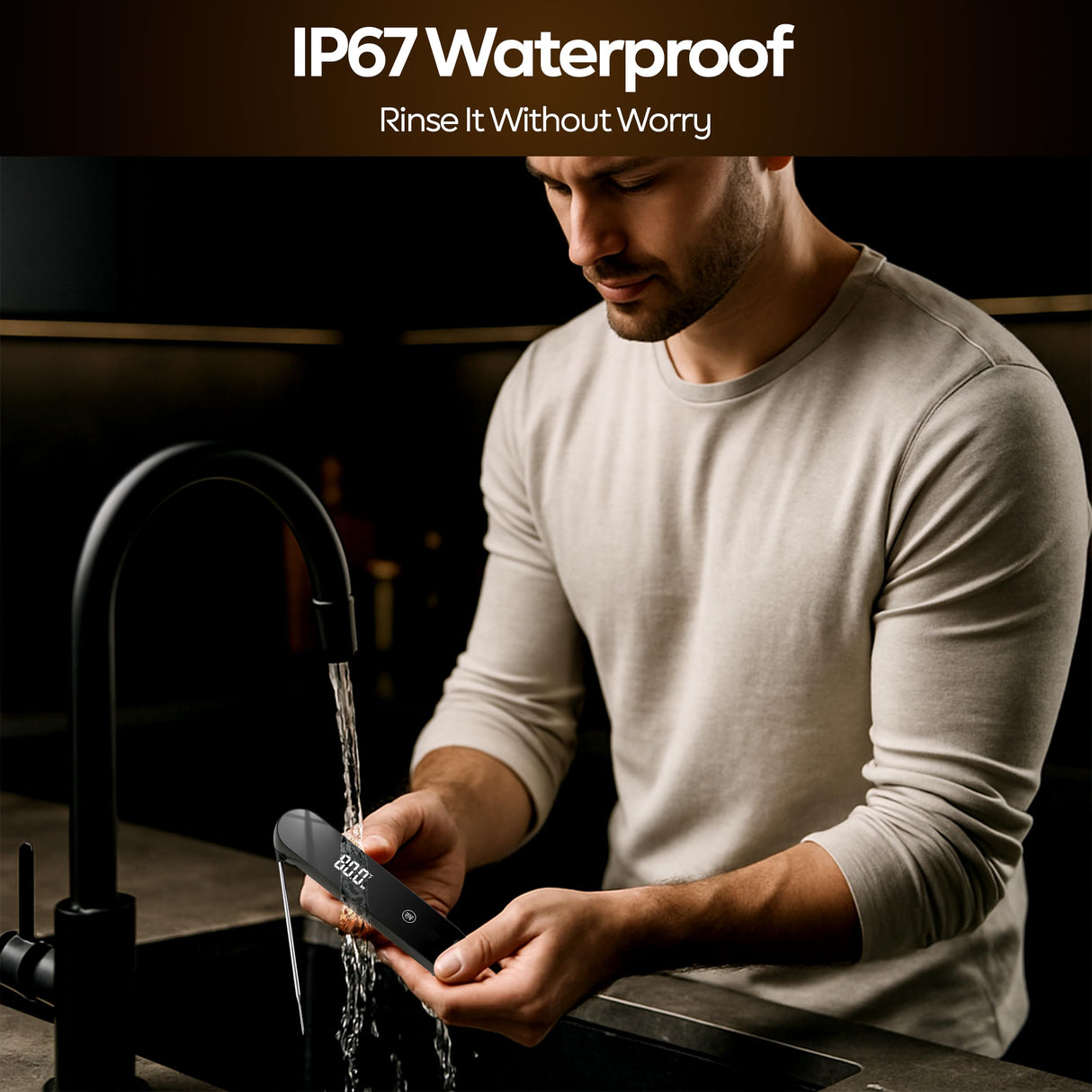 0.5 Second Instant Read Food Thermometer Professional Ultra Fast Meat Thermometer Digital Kitchen Thermometer for Cooking, Grill Thermometer, Waterproof IP67 BBQ Thermometer Famoos