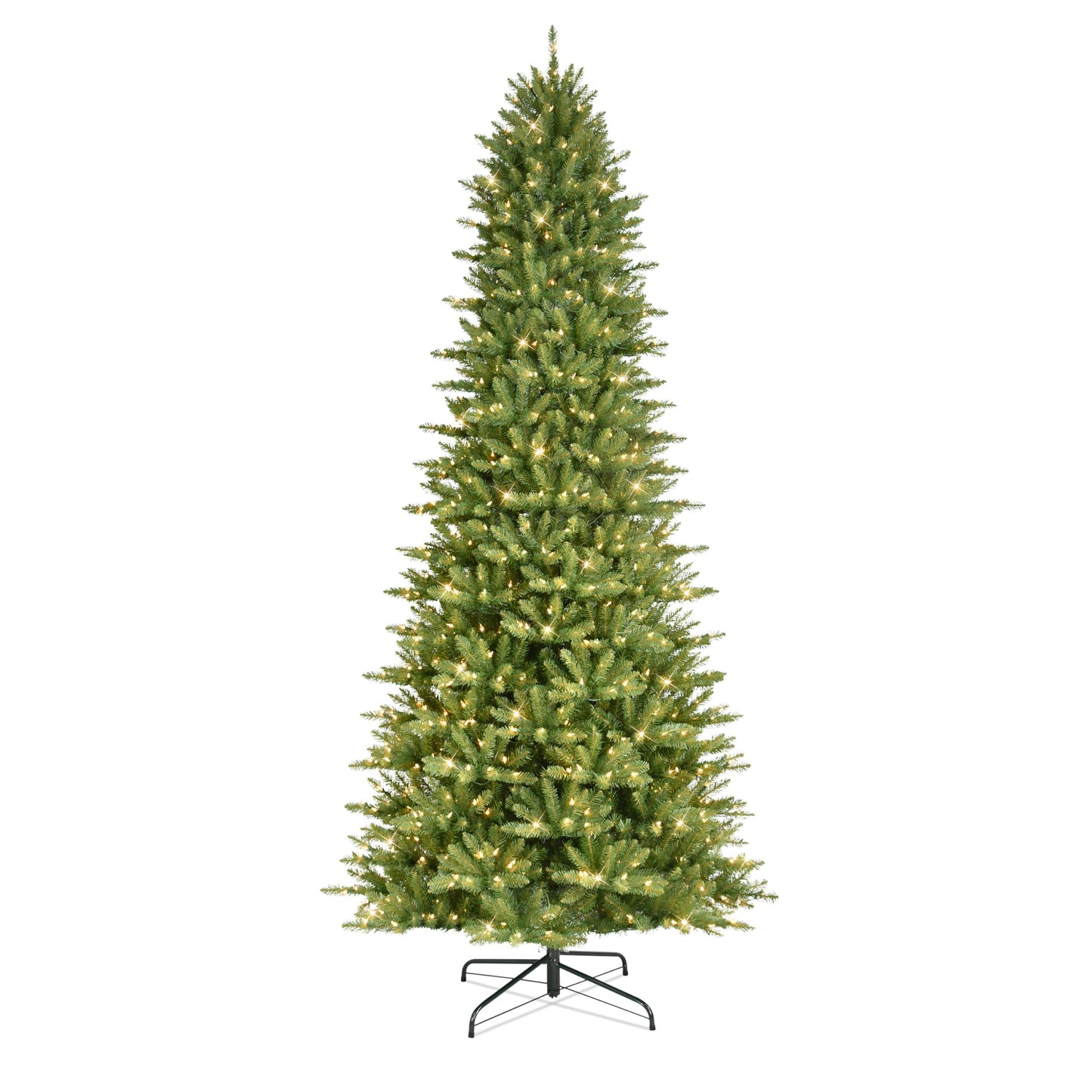 Puleo International 10 Foot Pre-Lit Slim Fraser Fir Artificial Christmas Tree with 900 UL Listed Clear Lights, Green